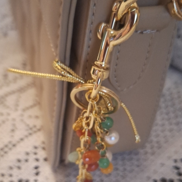Gemstone And Gold Keychain/Handbag Charm - Picture 3 of 10